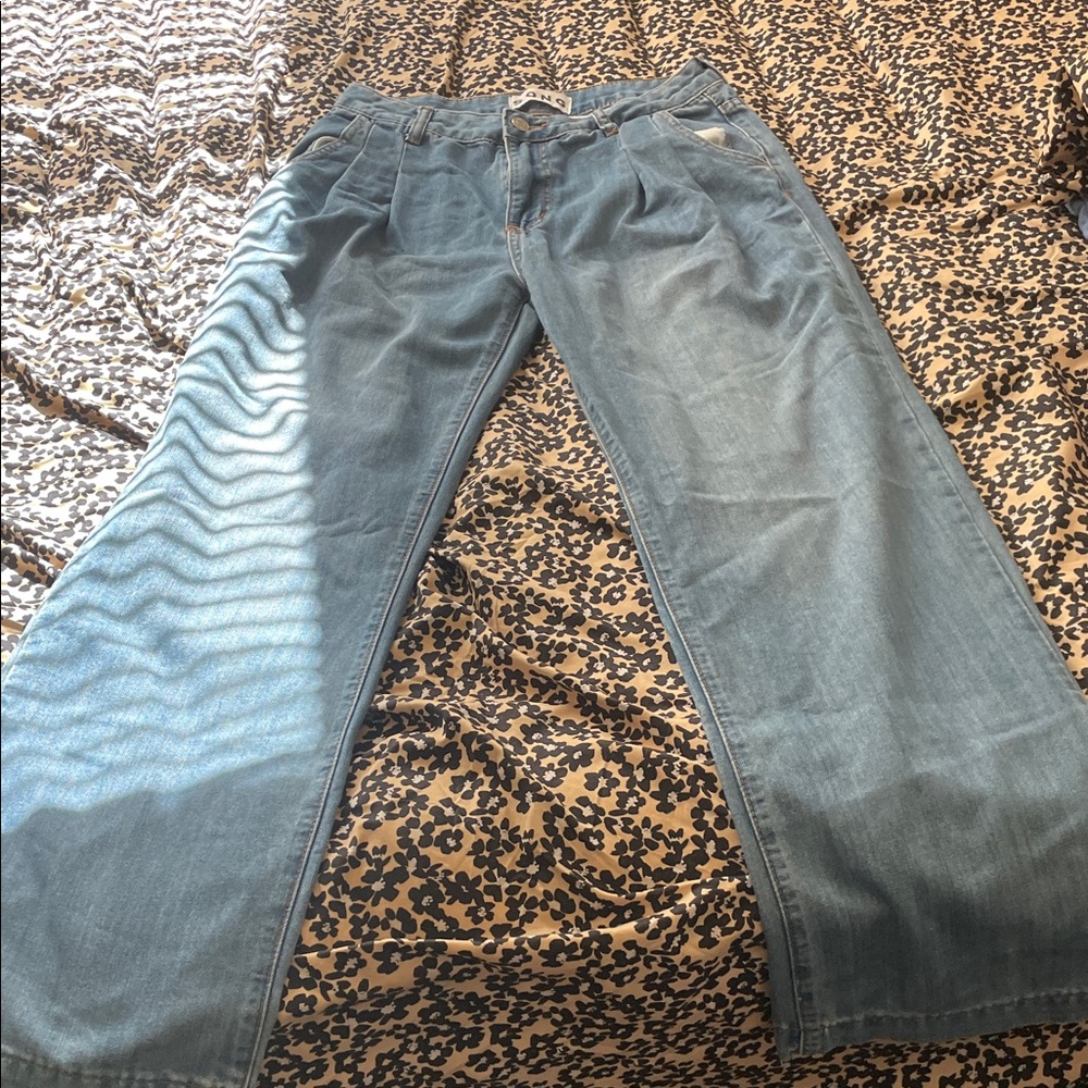 Elegant Light Blue Wide Leg Women's Jeans